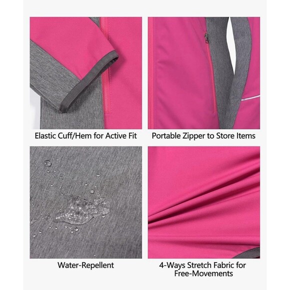 🧭 NWT Little Donkey Andy Pink & Grey Hiking Jacket– Water/Wind Resistant – Sz M - Picture 5 of 9